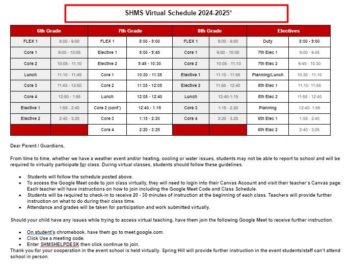 Virtual Schedule